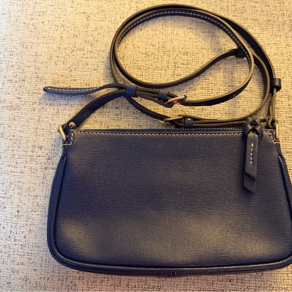 Dooney & Bourke Dark Blue Leather Crossbody Bag EUC 5x81/2 - Picture 4 of 14